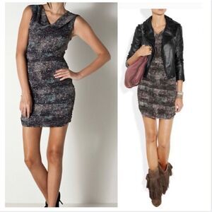 I.R.O XSmallBlack Abstract Print Sleeveless Ruched Side Shift Dress Women’s